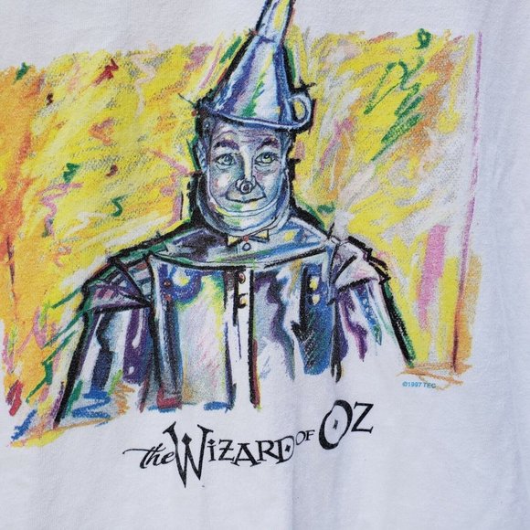 The Wizard Of Oz Tin Man Big Graphic Tee T Shirt White L XL Men Women 1997 TEC - Picture 6 of 11